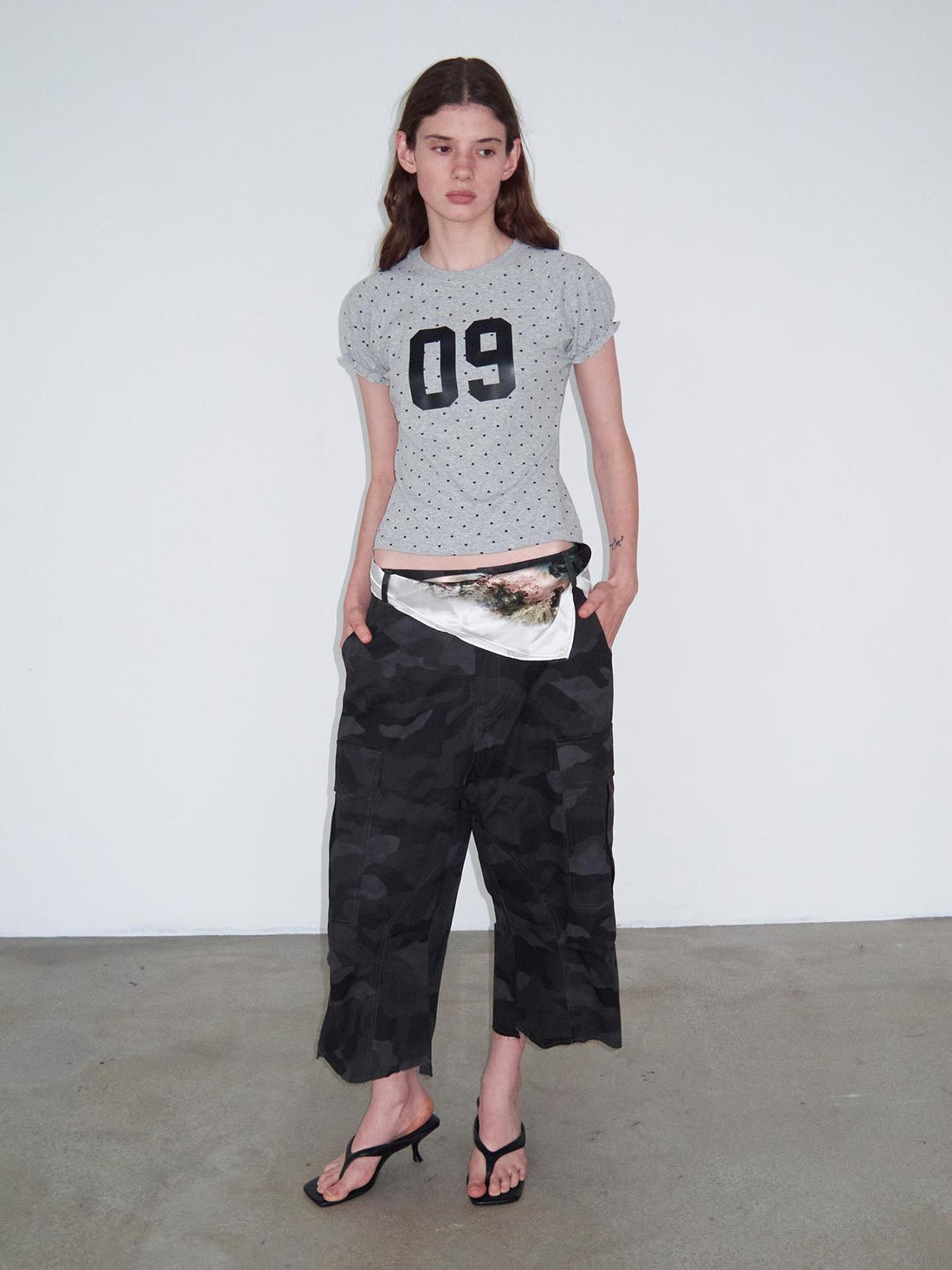 Delivery Black Camo Cargo Shorts With Raw Hem