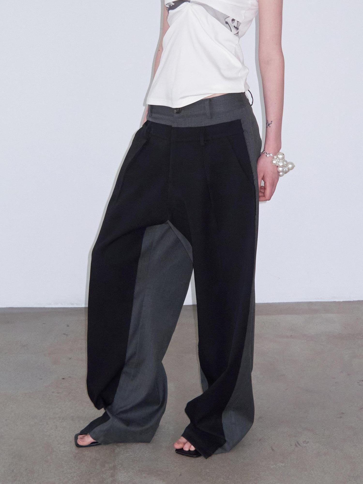 Delivery Black Gray Colorblock Deconstructed Striped Patchwork Women&