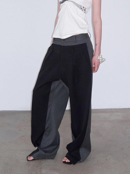 Delivery Black Gray Colorblock Deconstructed Striped Patchwork Women&