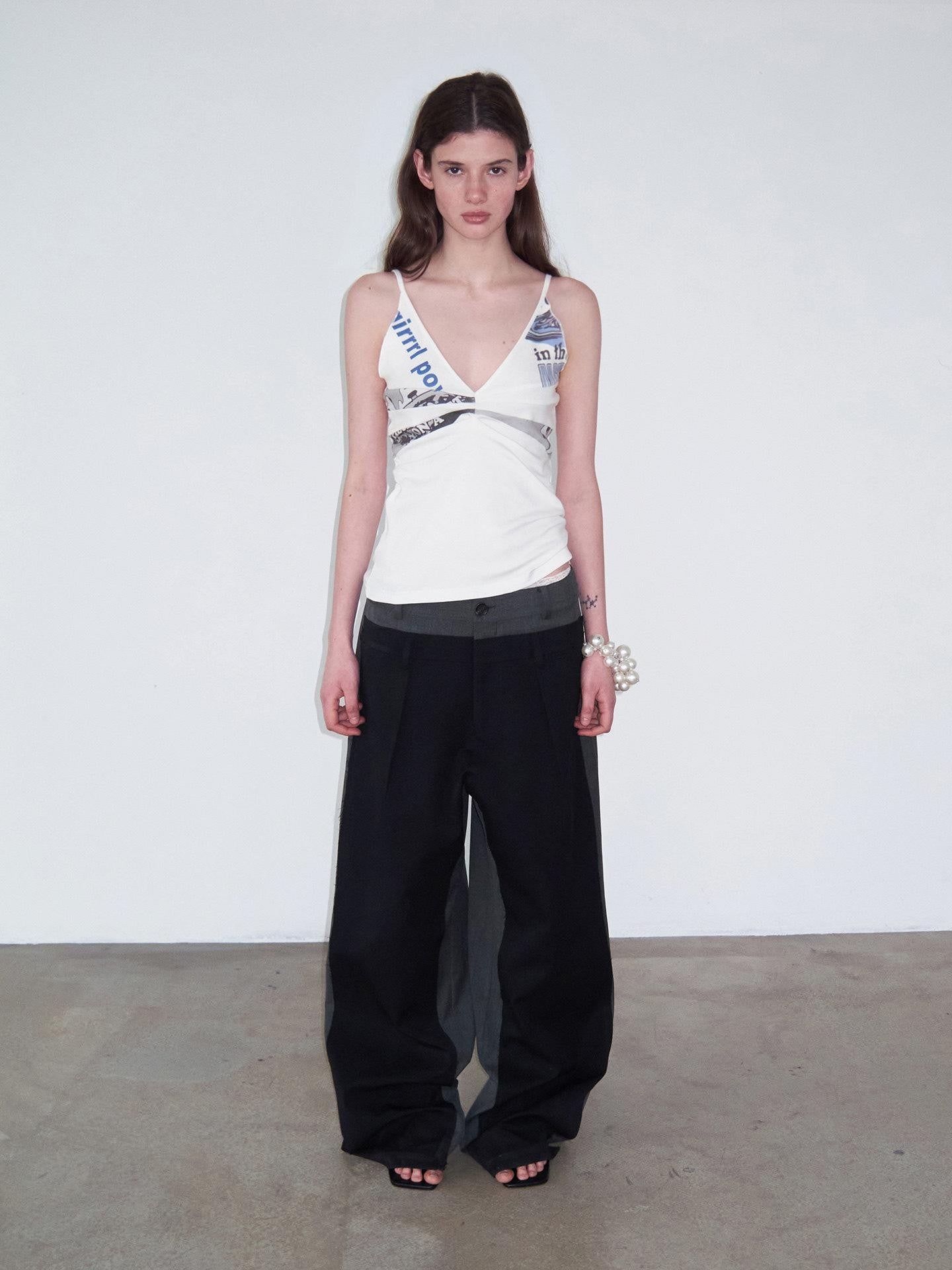 Delivery Black Gray Colorblock Deconstructed Striped Patchwork Women&