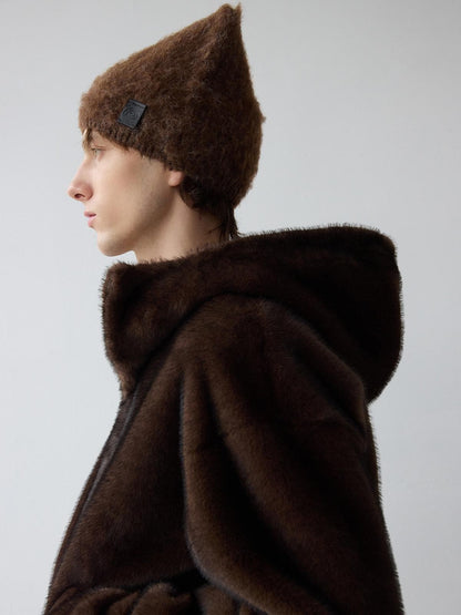 Delivery Black Mottled Brown Fuzzy Knitted Cat Ear Women&