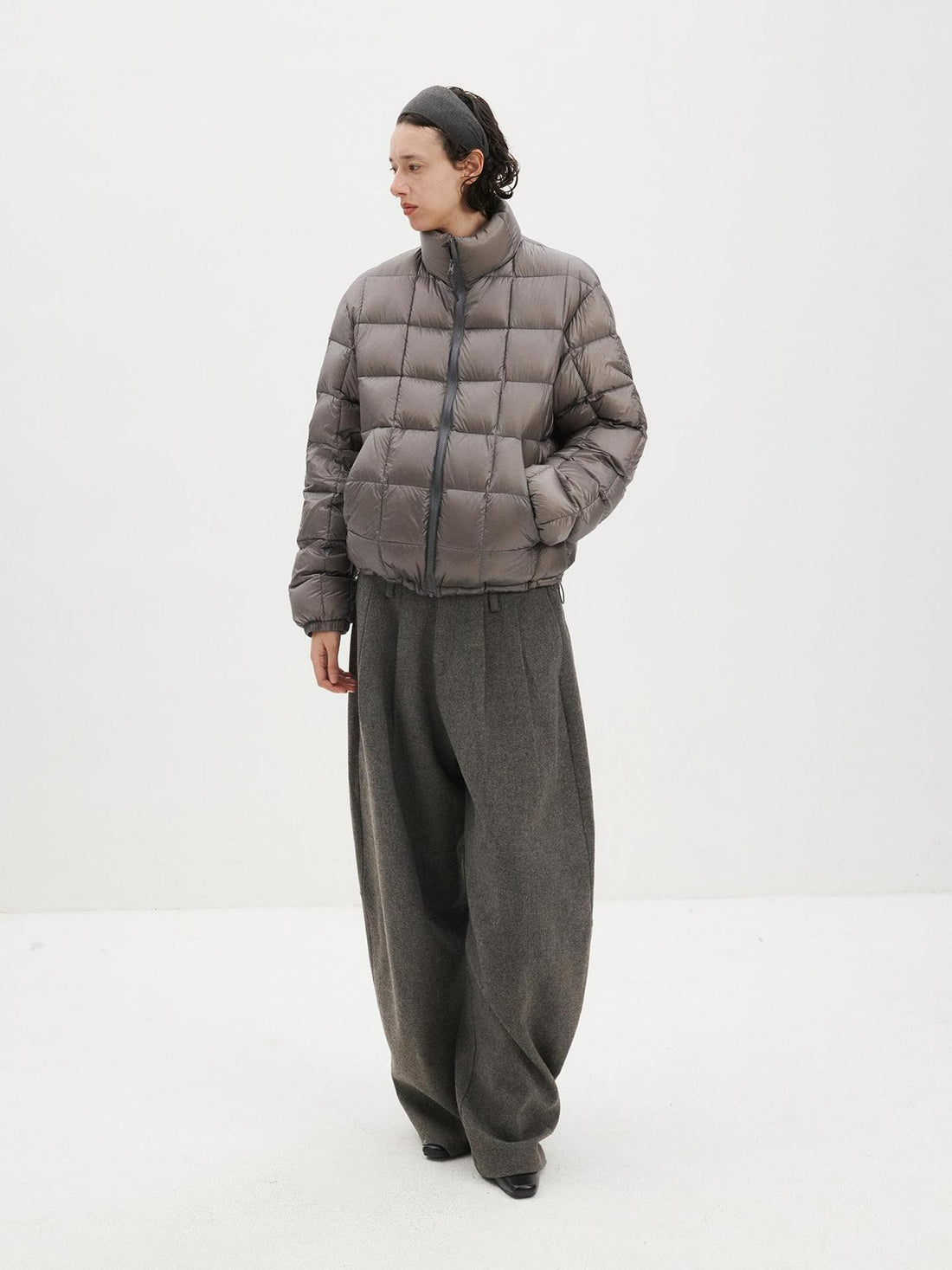 Delivery Block Quilted Loose Fit Stand Collar Women&