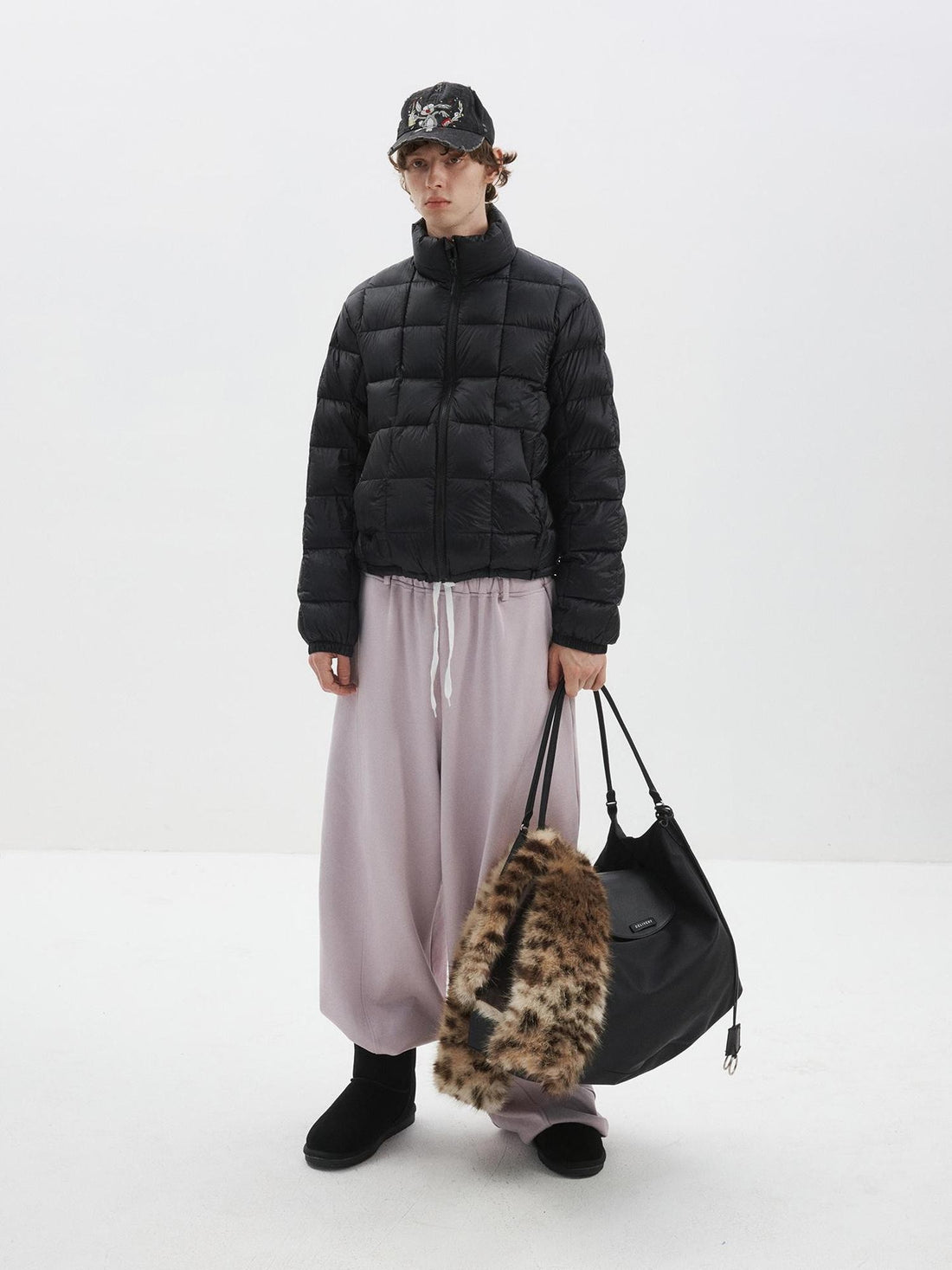 Delivery Block Quilted Loose Fit Stand Collar Women&