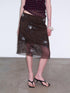 Delivery Brown Sequin Floral 3d Embroidered Low Waist Straight Women&