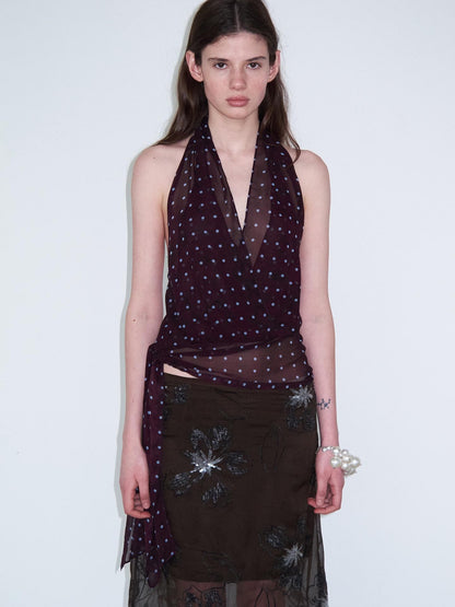 Delivery Brown Sequin Floral 3d Embroidered Low Waist Straight Women&