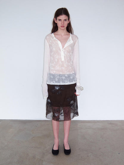 Delivery Brown Sequin Floral 3d Embroidered Low Waist Straight Women&