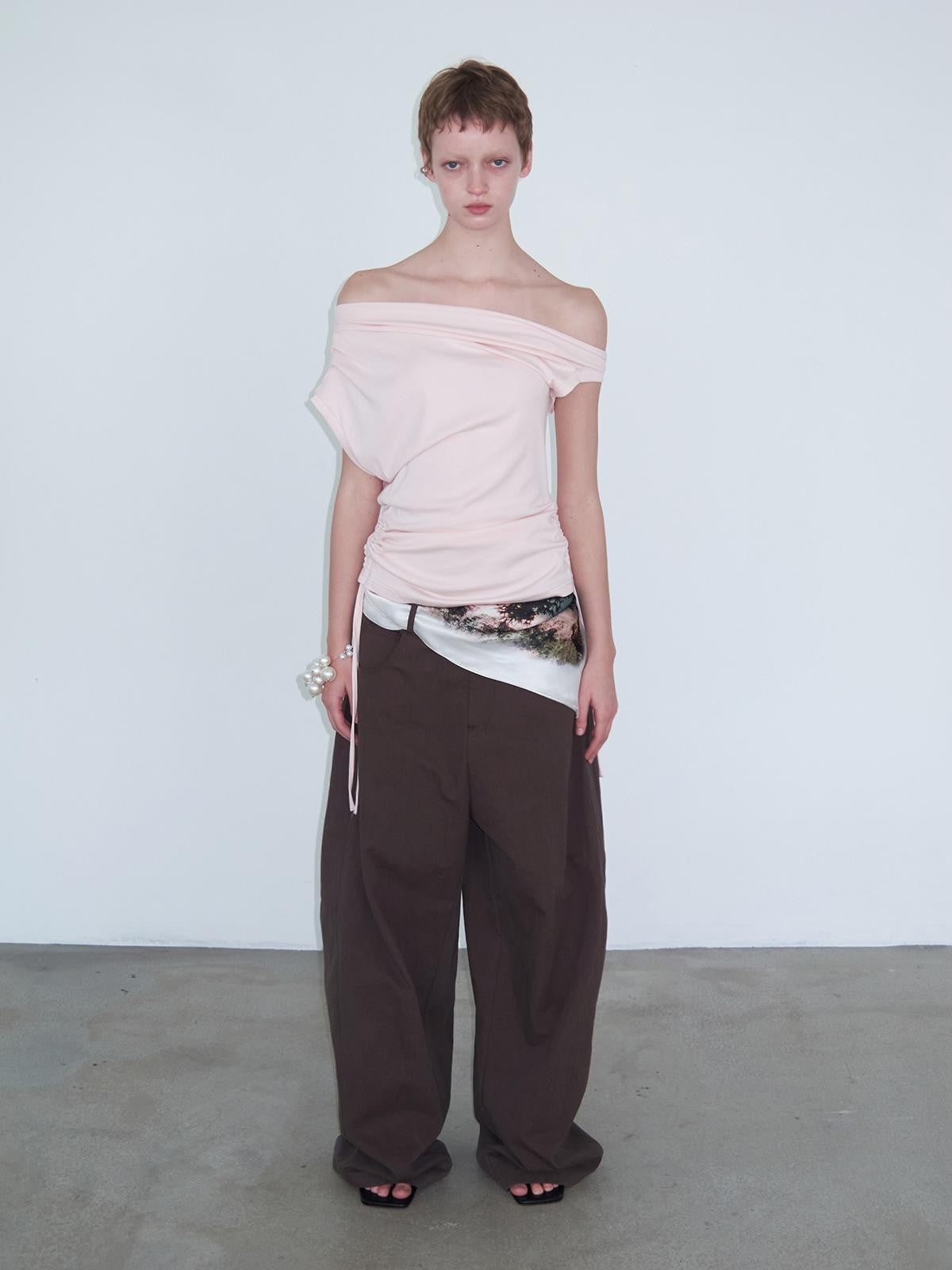Delivery Brown Structured Loose Fit Straight Leg Women&