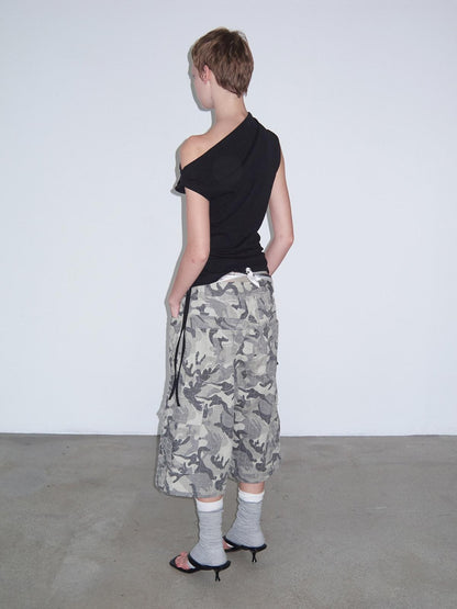 Delivery Camo Distressed Ripped Big Pocket Loose Workwear Women&