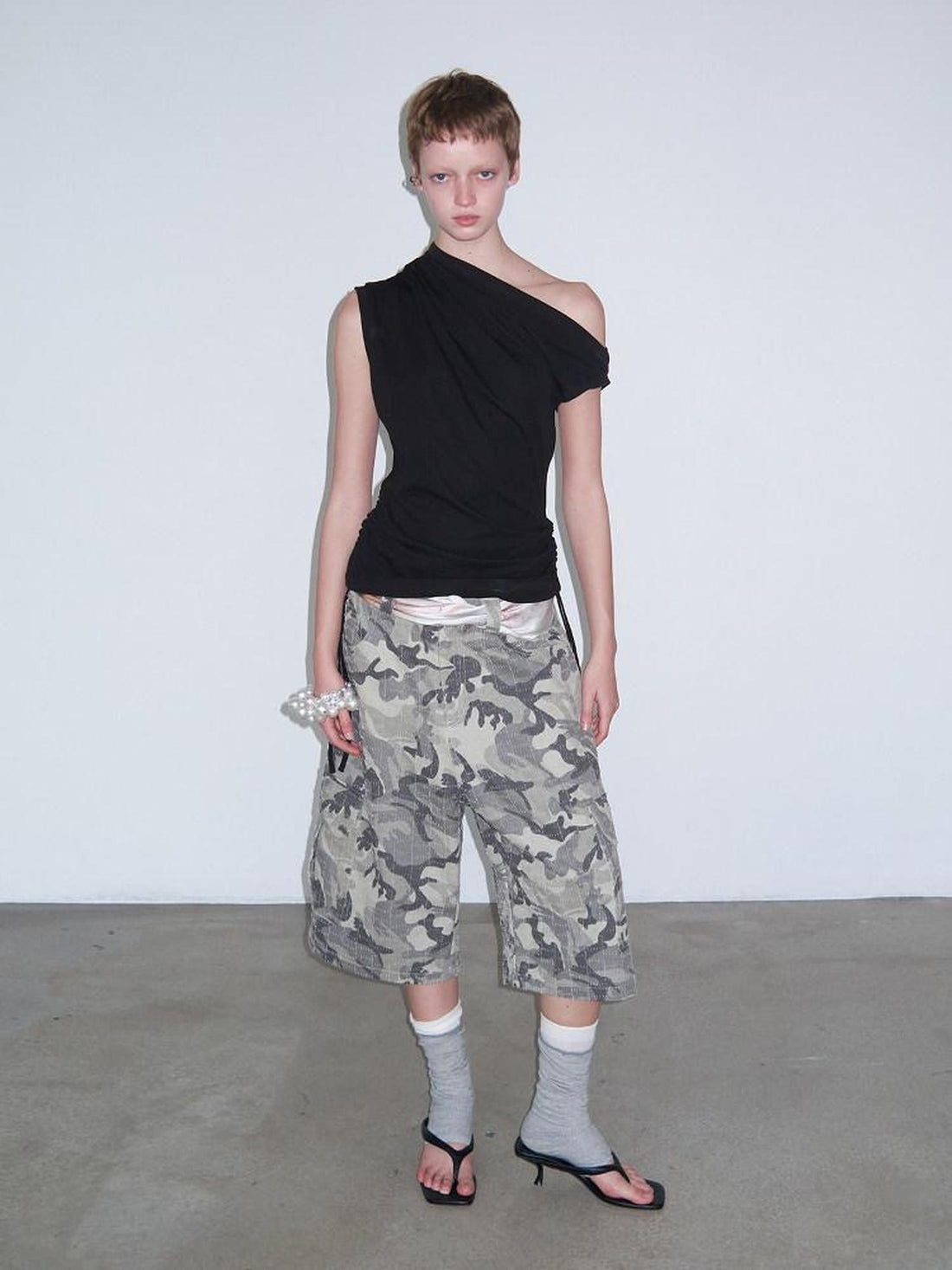 Delivery Camo Distressed Ripped Big Pocket Loose Workwear Women&