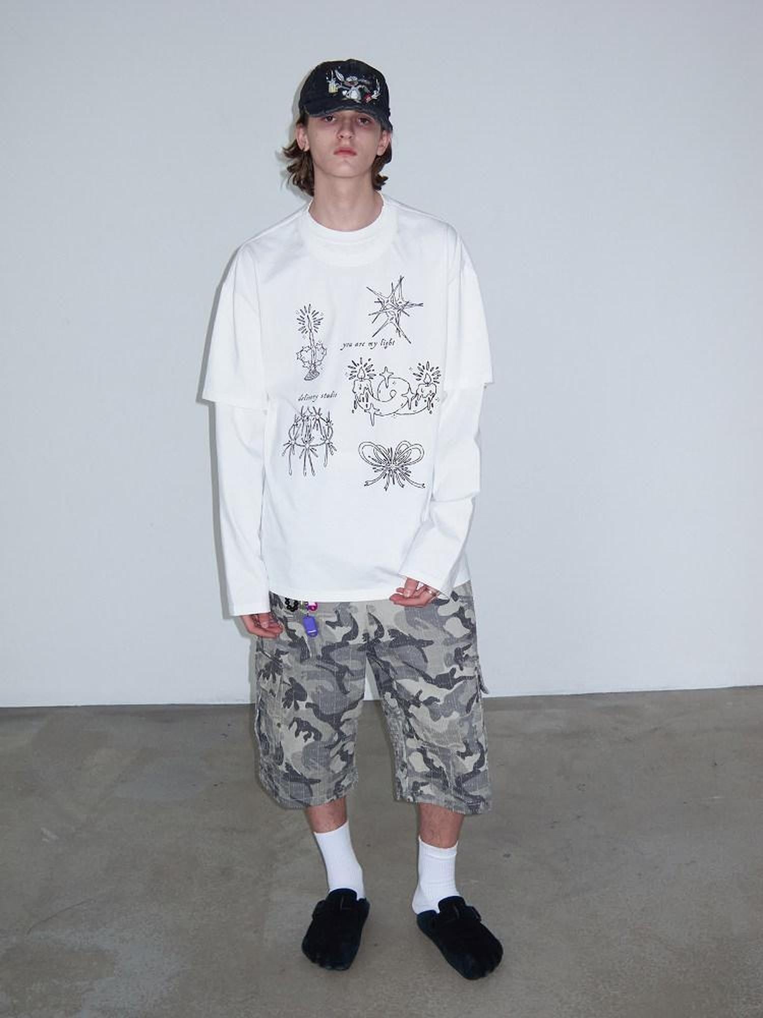 Delivery Camo Distressed Ripped Big Pocket Loose Workwear Women&