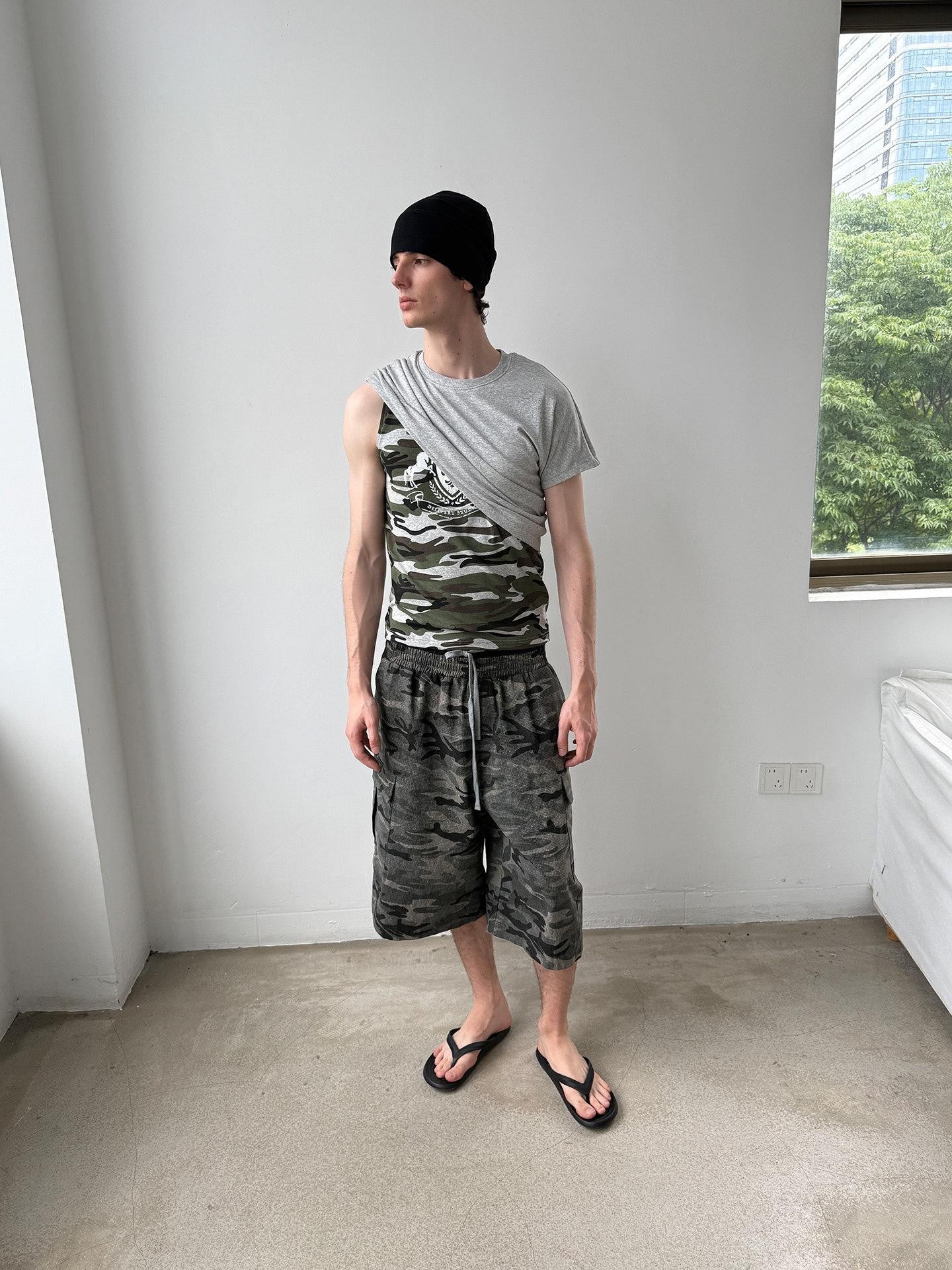 Delivery Camo Print Deconstructed Spliced Women&