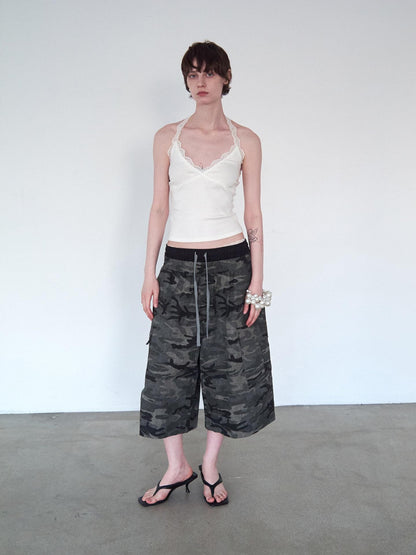Delivery Camouflage Plaid Patchwork Double Waist Women&