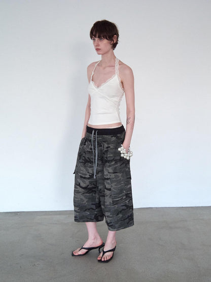 Delivery Camouflage Plaid Patchwork Double Waist Women&