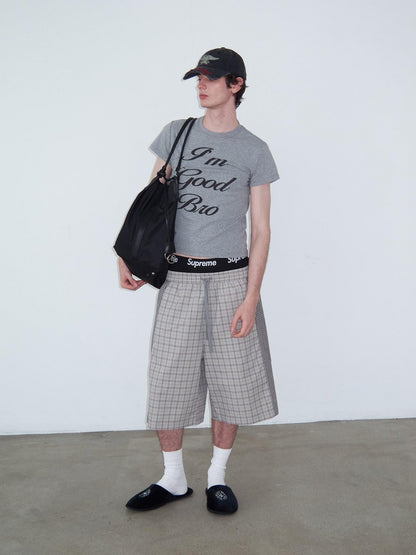 Delivery Checked Patchwork Colorblock Drawstring Women&