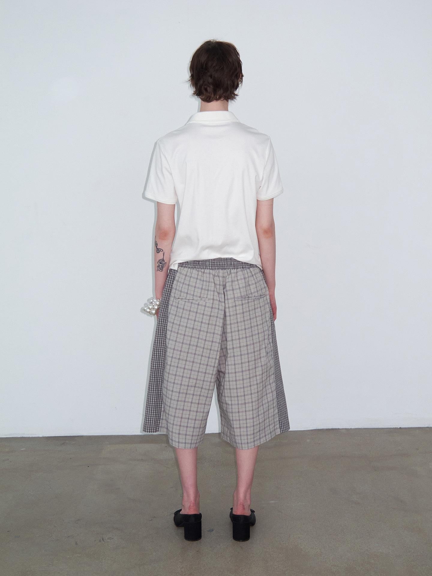 Delivery Checked Patchwork Colorblock Drawstring Women&