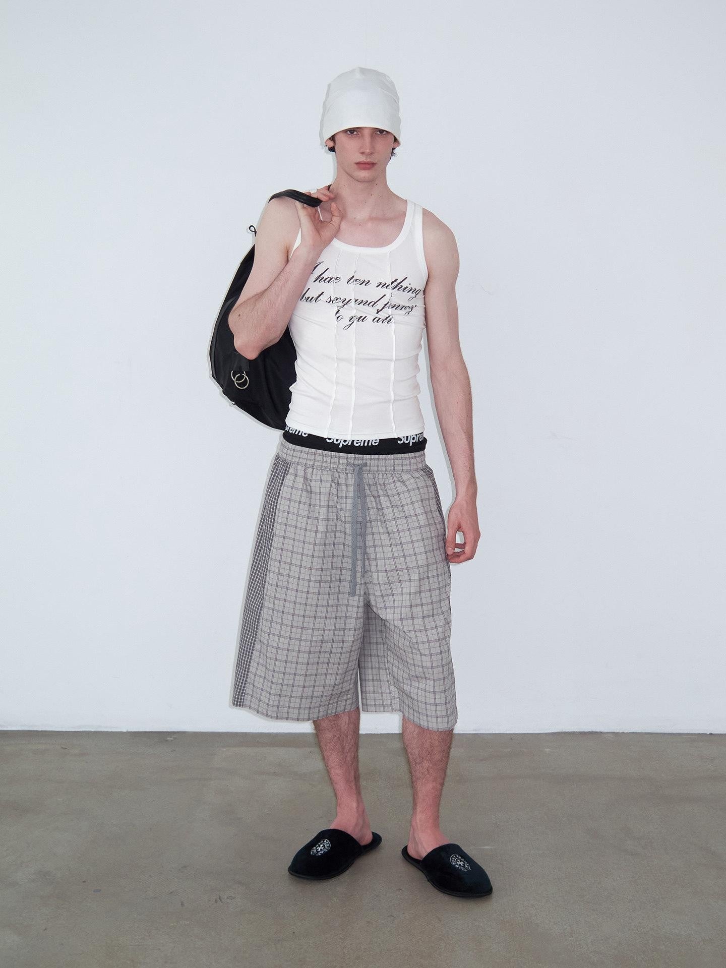 Delivery Checked Patchwork Colorblock Drawstring Women&