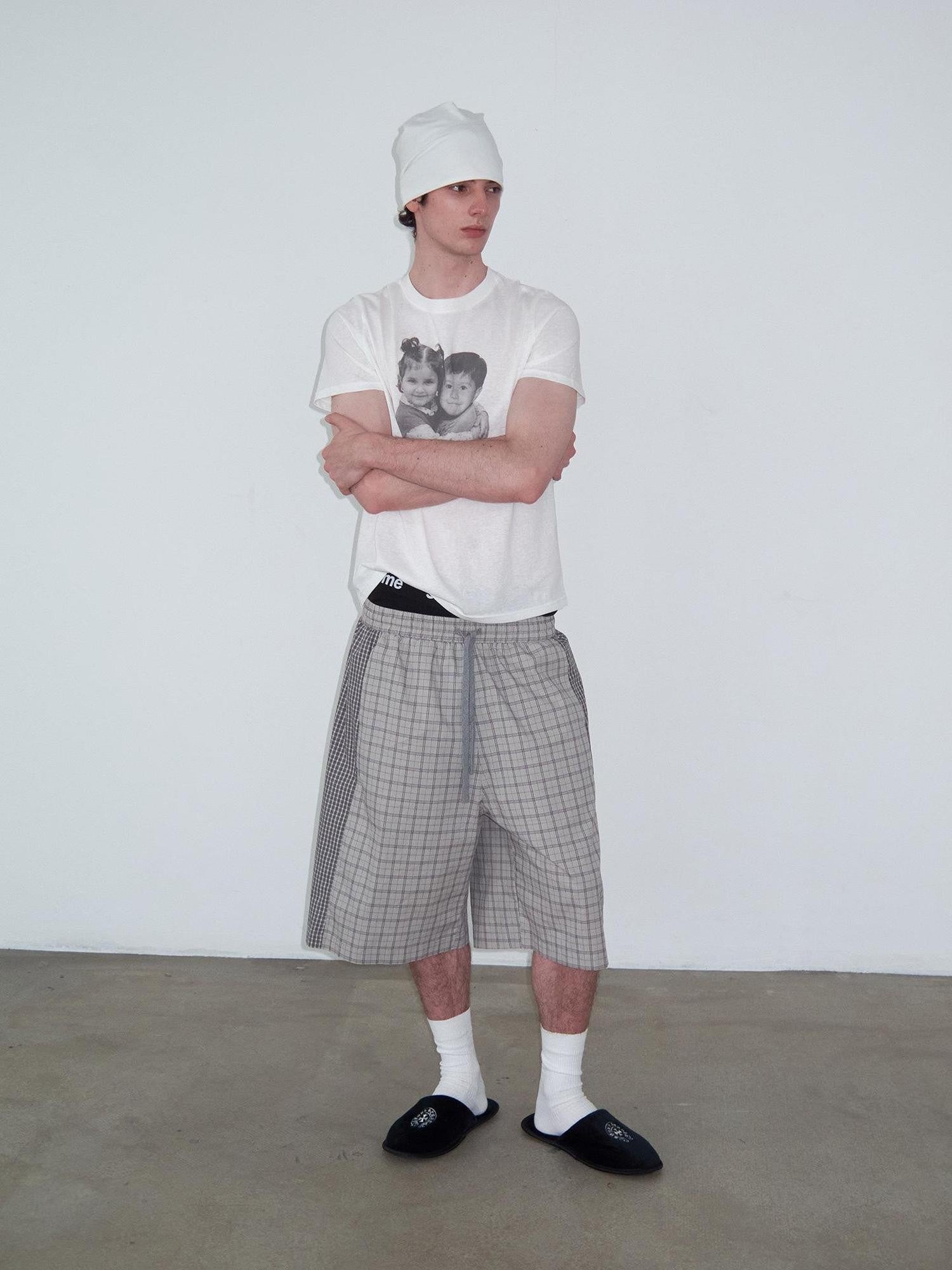 Delivery Checked Patchwork Colorblock Drawstring Women&
