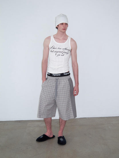Delivery Checked Patchwork Colorblock Drawstring Women&