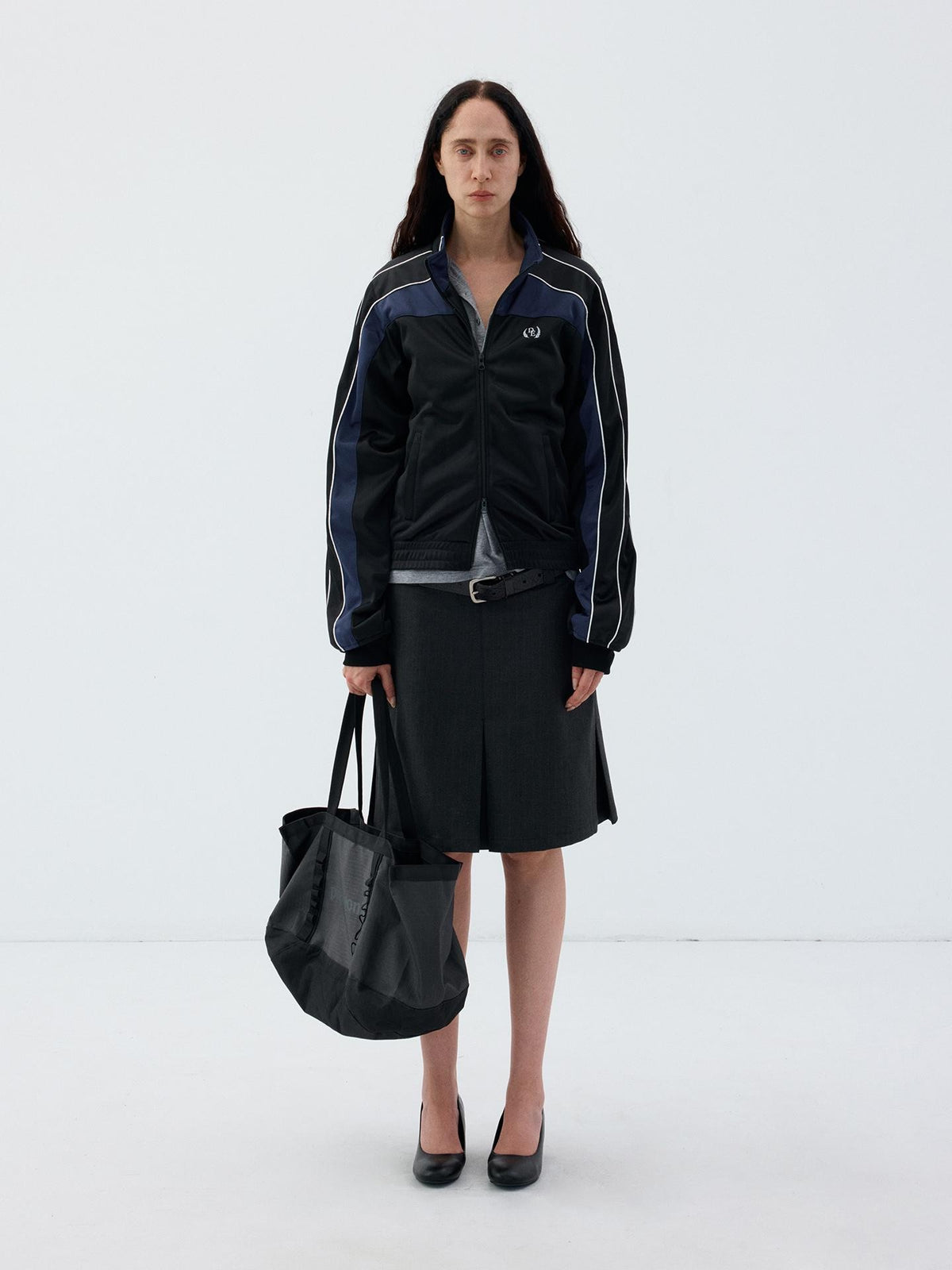 Delivery Color Block Stand Collar Zip Polyester Women&