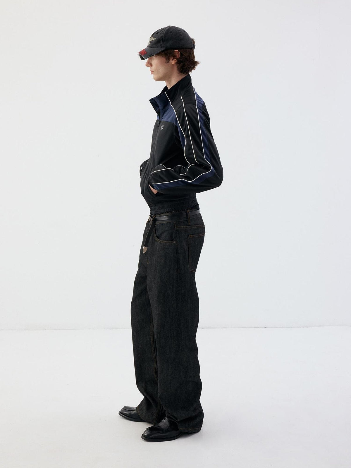 Delivery Color Block Stand Collar Zip Polyester Women&