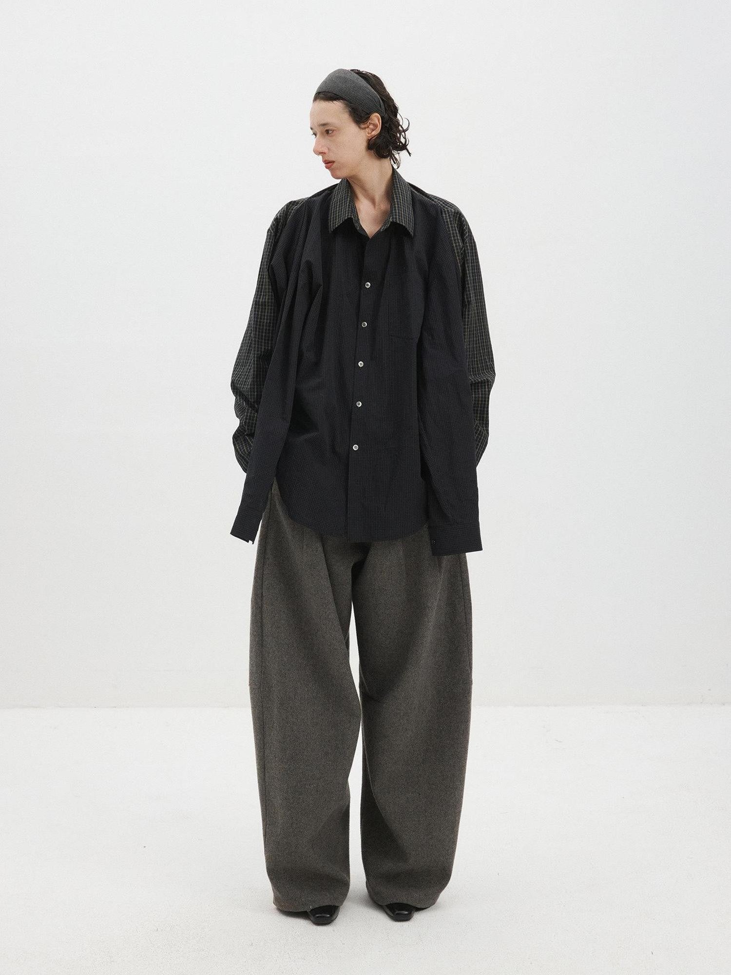 Delivery Colorblock Plaid Faux Layered Convertible Sleeves Women&