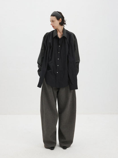 Delivery Colorblock Plaid Faux Layered Convertible Sleeves Women&