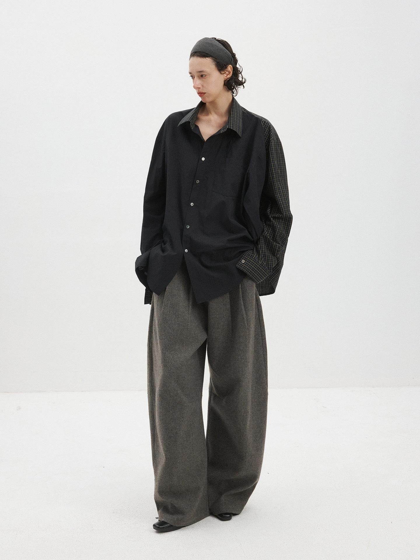 Delivery Colorblock Plaid Faux Layered Convertible Sleeves Women&