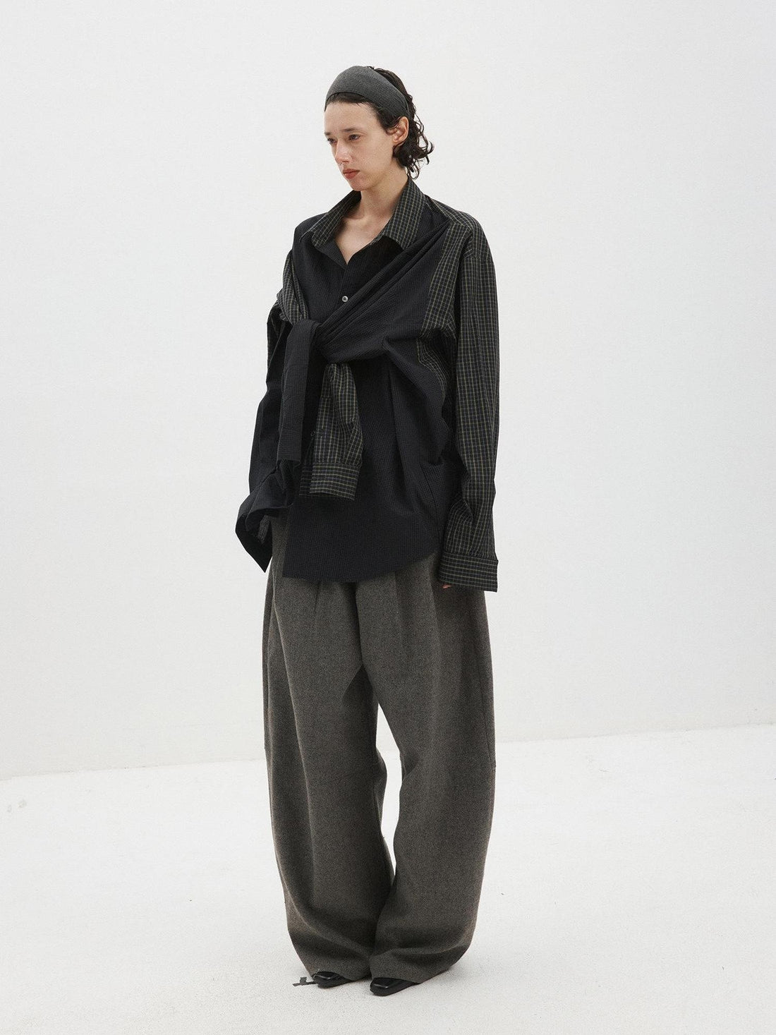 Delivery Colorblock Plaid Faux Layered Convertible Sleeves Women&