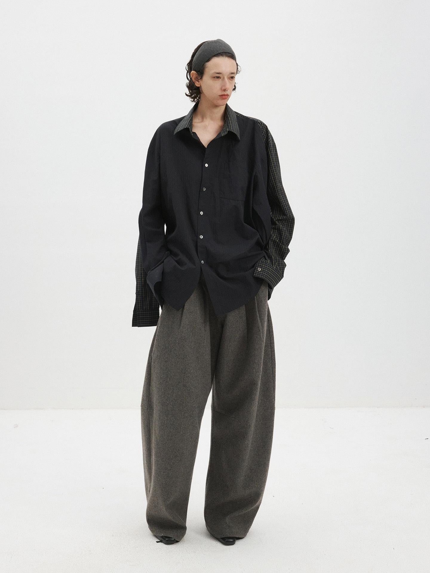 Delivery Colorblock Plaid Faux Layered Convertible Sleeves Women&
