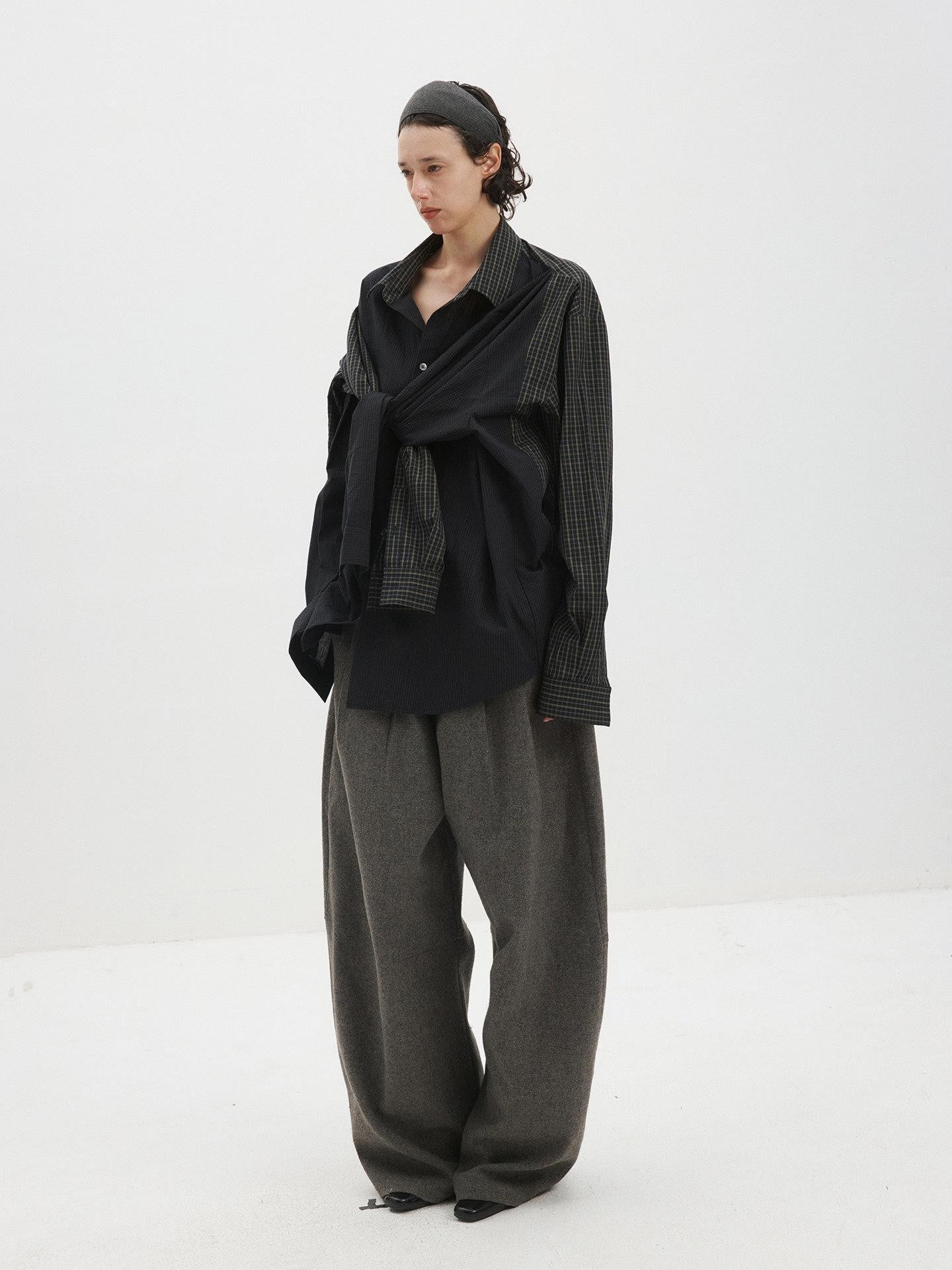 Delivery Colorblock Plaid Faux Layered Convertible Sleeves Women&