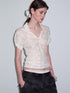 Delivery Cream Jacquard Lace Polo Collar U Neck Knit Women&