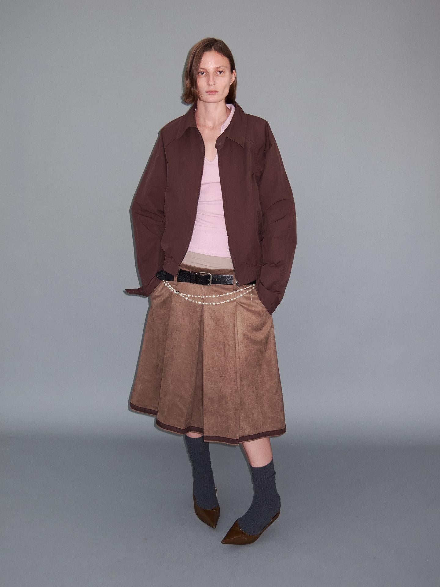 Delivery Cropped Lapel Zipper Raglan Short Loose Women&