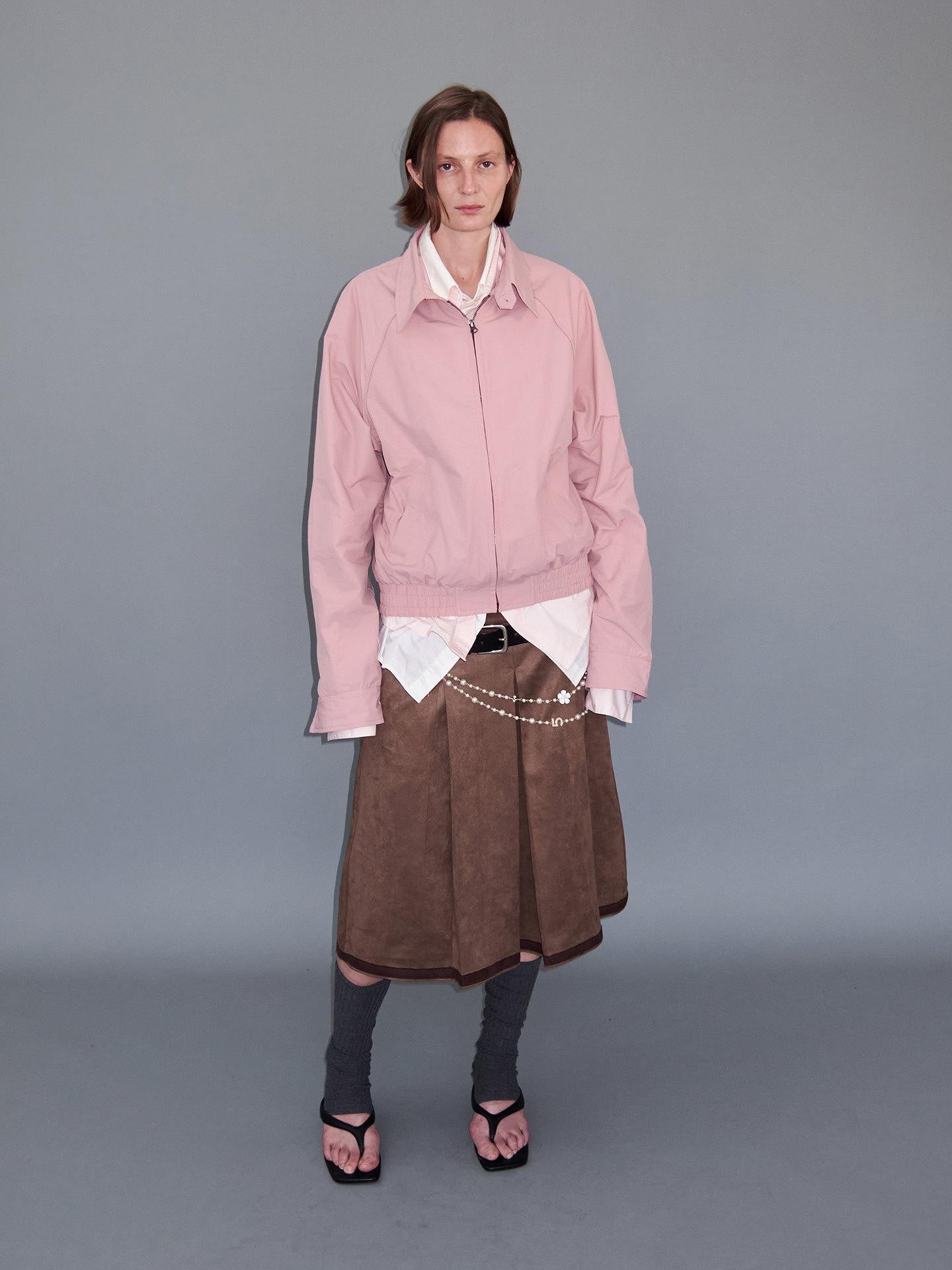 Delivery Cropped Lapel Zipper Raglan Short Loose Women&