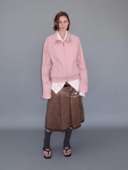 Delivery Cropped Lapel Zipper Raglan Short Loose Women&