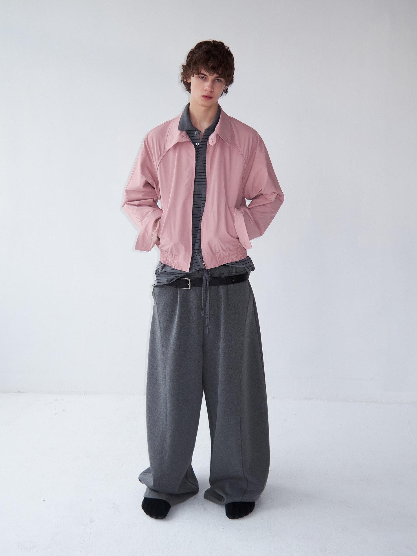 Delivery Cropped Lapel Zipper Raglan Short Loose Women&