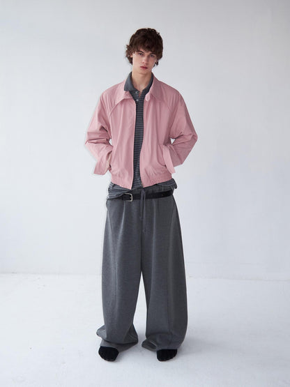 Delivery Cropped Lapel Zipper Raglan Short Loose Women&
