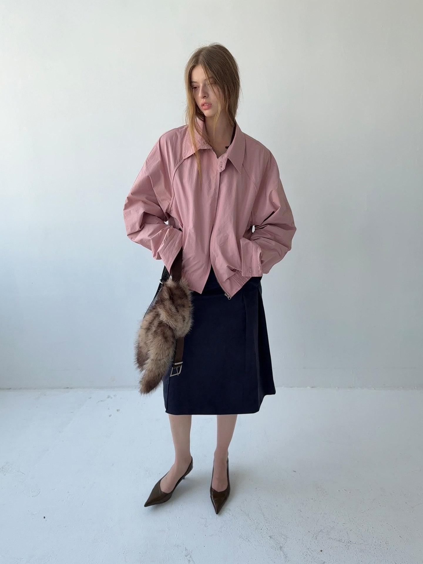 Delivery Cropped Lapel Zipper Raglan Short Loose Women&