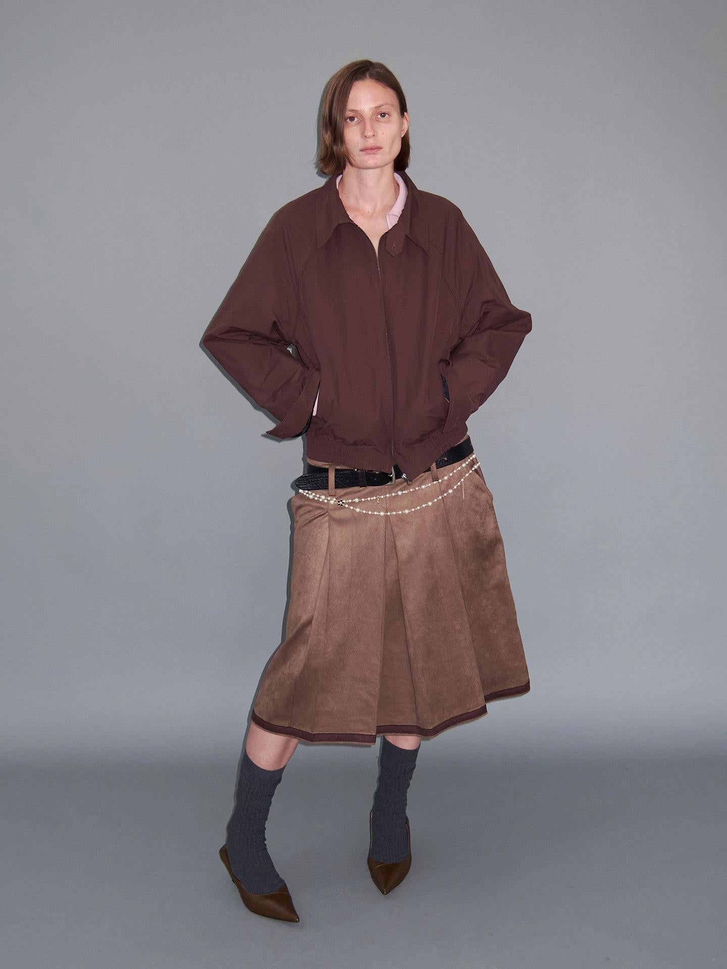 Delivery Cropped Lapel Zipper Raglan Short Loose Women&