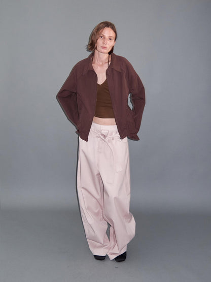 Delivery Cropped Lapel Zipper Raglan Short Loose Women&