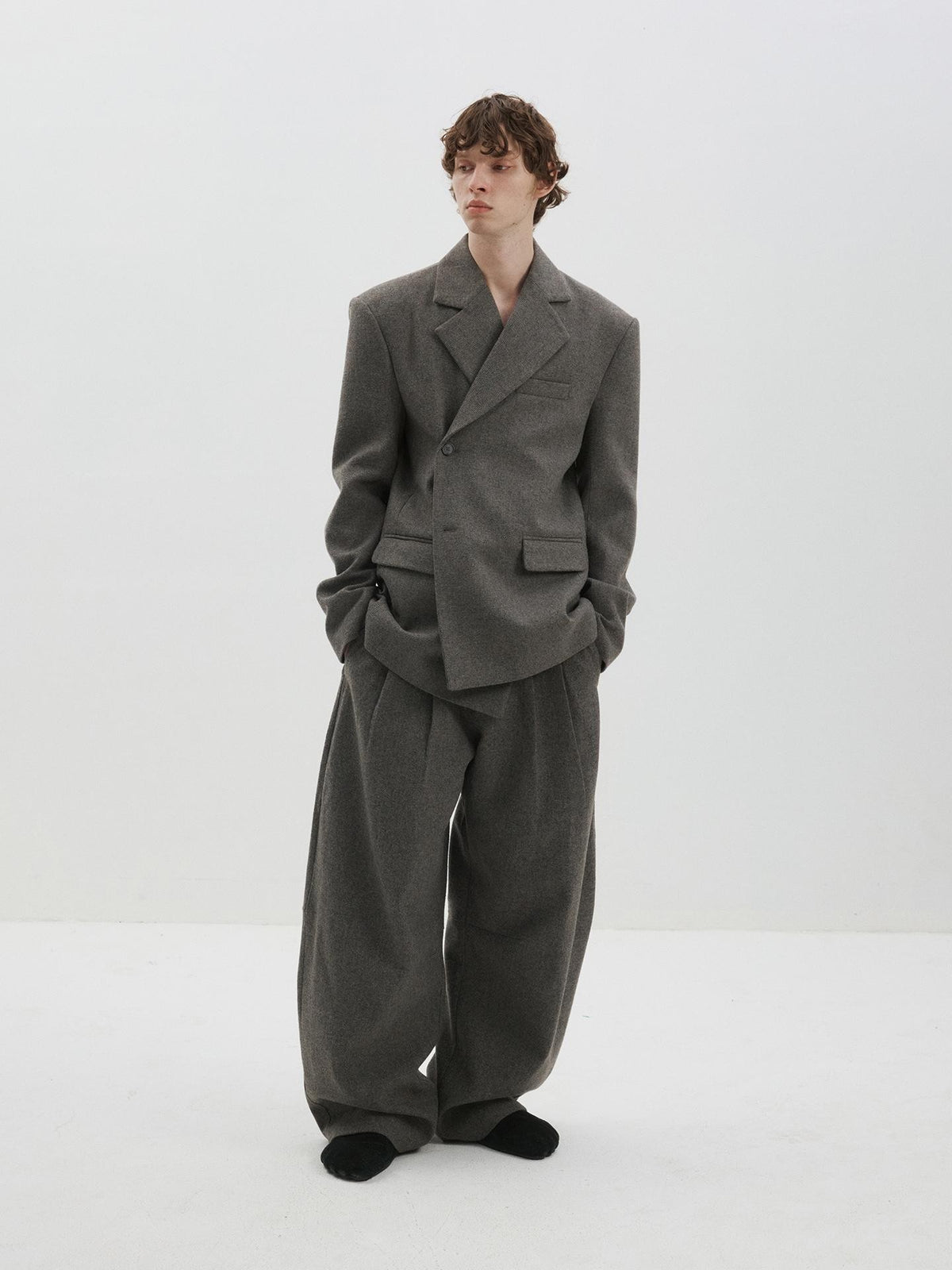 Delivery Curved Straight Leg Wool Blend Women&