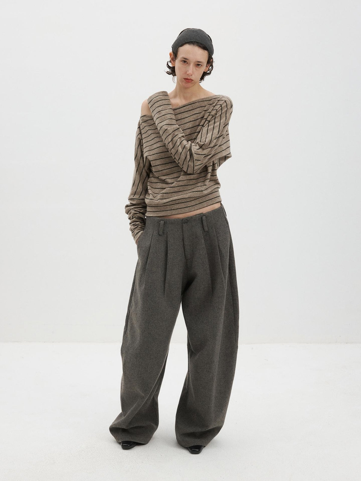 Delivery Curved Straight Leg Wool Blend Women&
