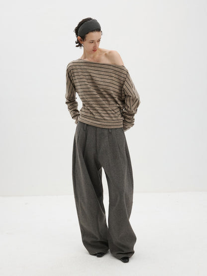 Delivery Curved Straight Leg Wool Blend Women&