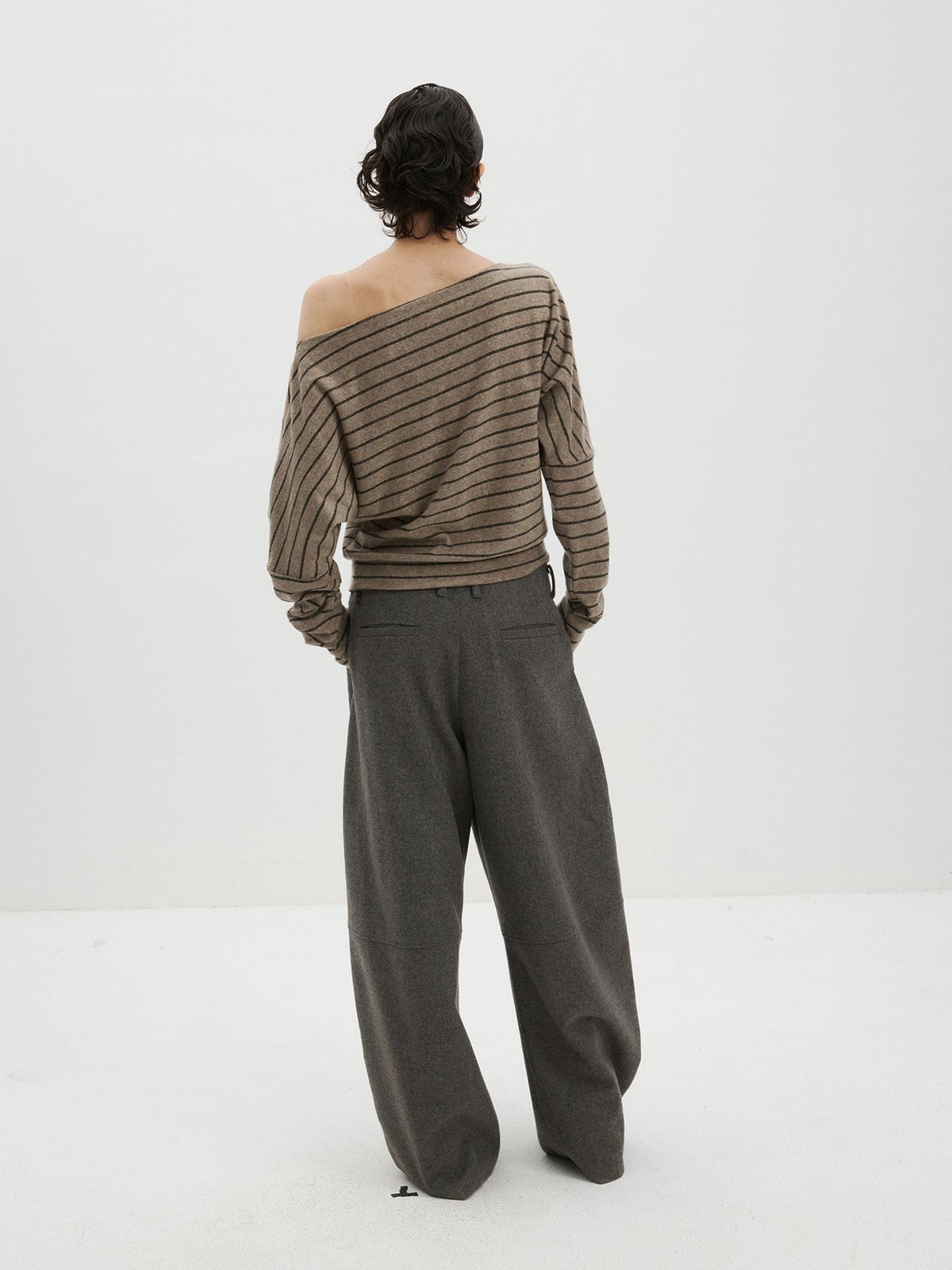 Delivery Curved Straight Leg Wool Blend Women&