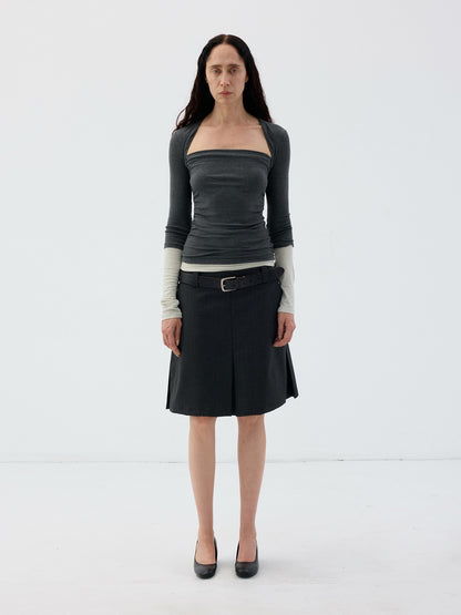 Delivery_Dark_Grey_Light_Green_Mock_Layer_Pleated_Slim_Fit_Women&