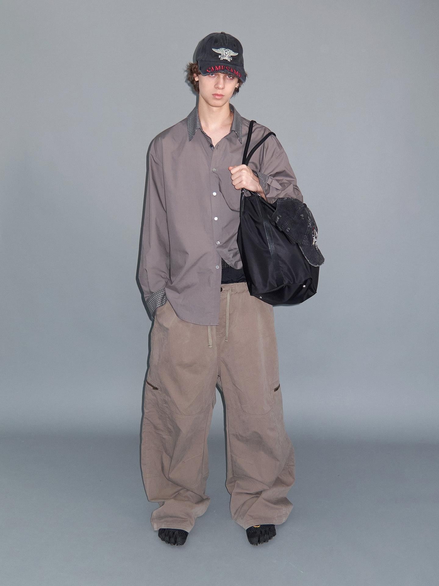 Delivery Deep Grey Patchwork Fine Plaid Colorblock Women&