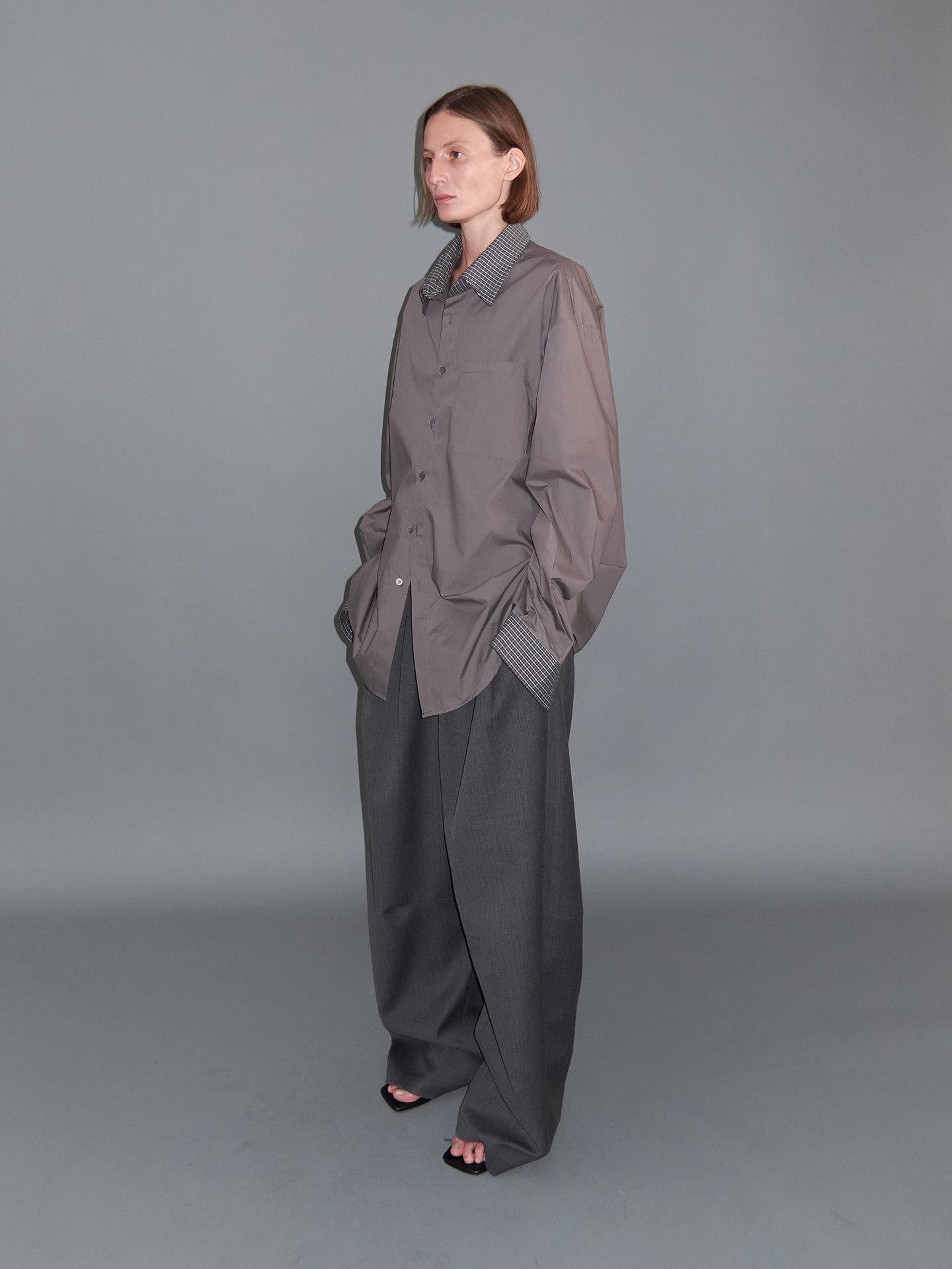 Delivery Deep Grey Patchwork Fine Plaid Colorblock Women&