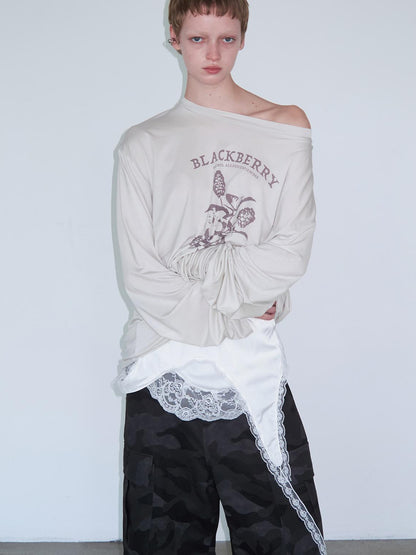 Delivery Double Layer Pleated White Satin Lace Trim Asymmetrical Slip Skirt