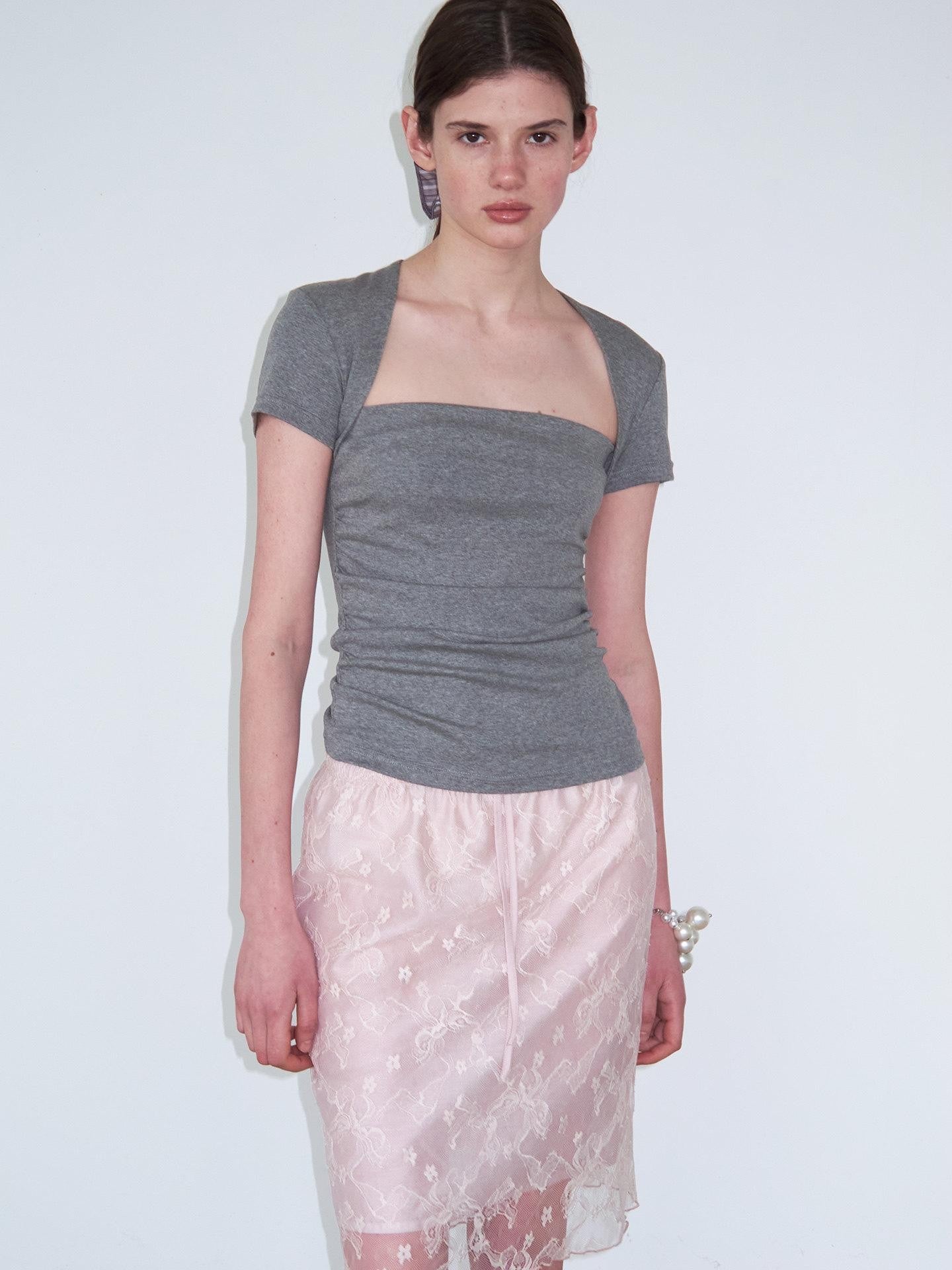 Delivery Dusty Pink Embroidered Lace Tie Off Shoulder Asymmetric Women&