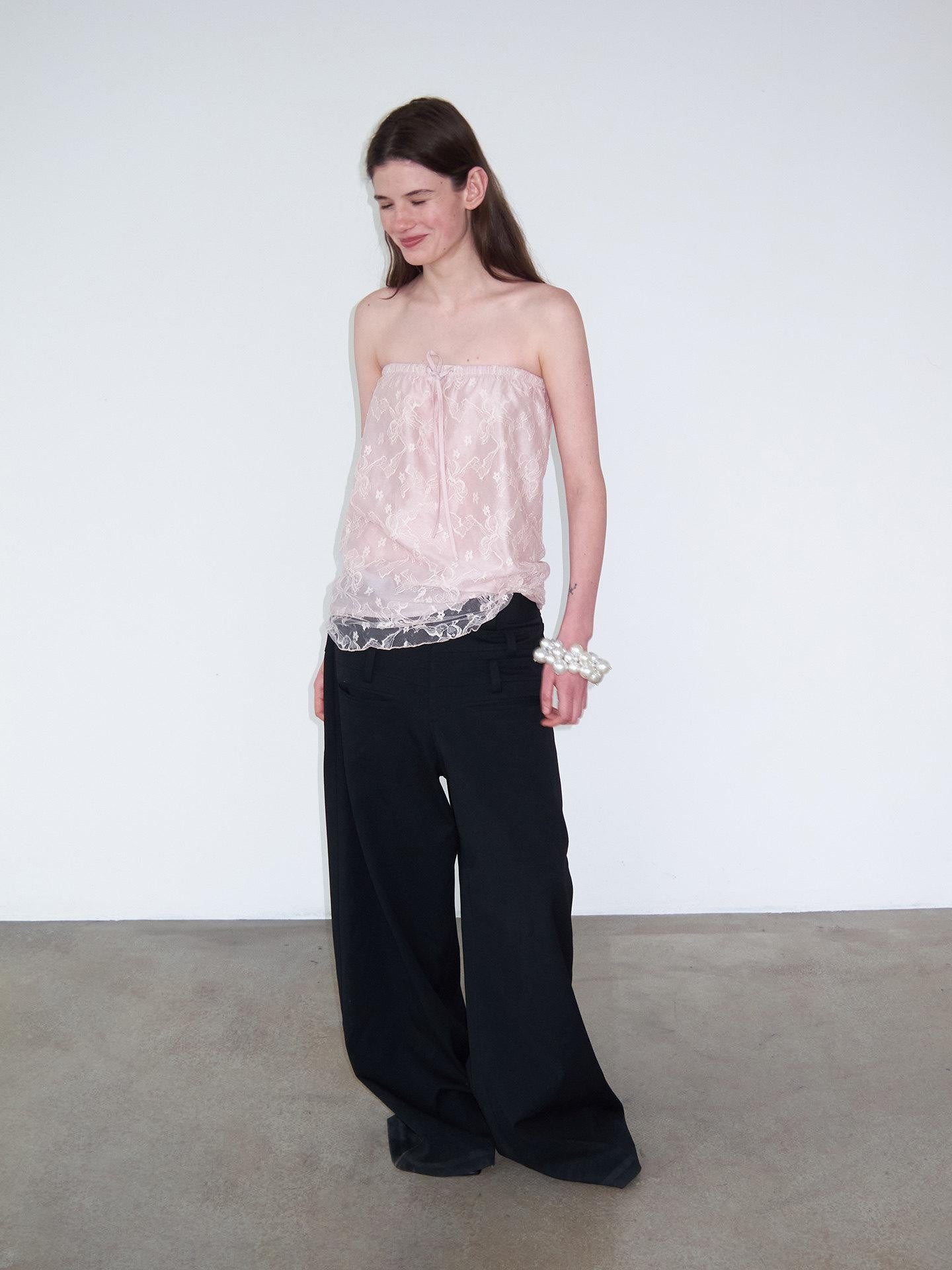Delivery Dusty Pink Embroidered Lace Tie Off Shoulder Asymmetric Women&
