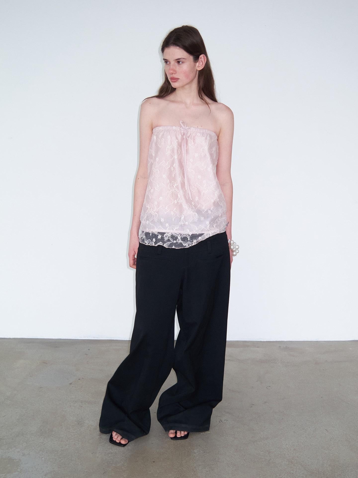 Delivery Dusty Pink Embroidered Lace Tie Off Shoulder Asymmetric Women&